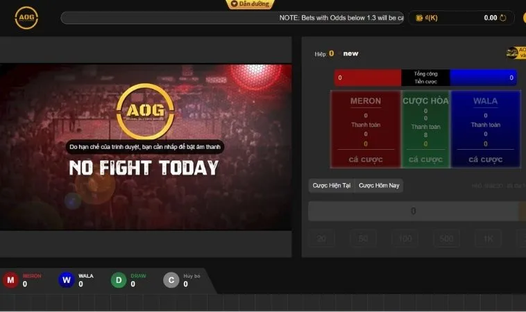 Giao diện cá cược tại sảnh đá gà U888