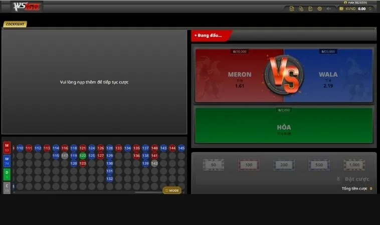 Các cửa cược Đá Gà WS168 U888