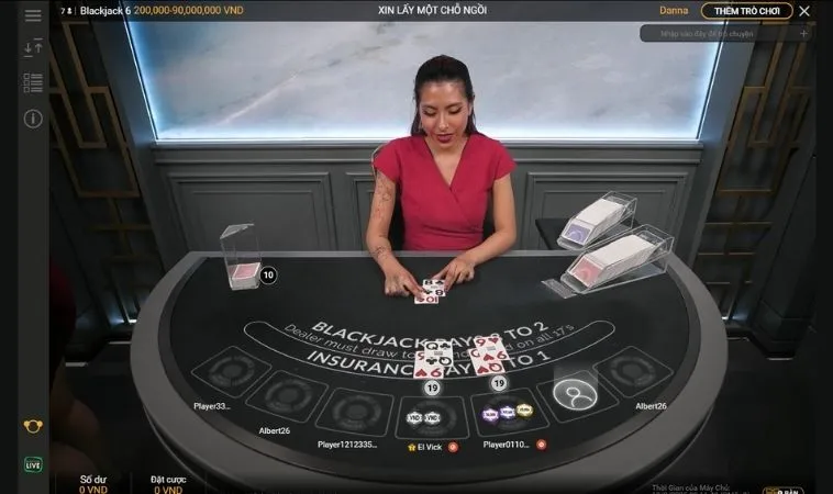 Bàn chơi Blackjack U888